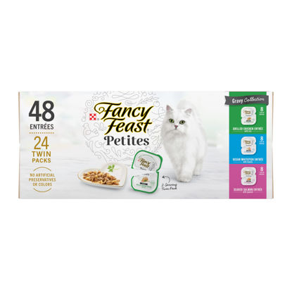 Picture of Purina Fancy Feast Gourmet Wet Cat Food Variety Pack, Petites Gravy Collection, break-apart tubs, 48 servings - 2.8 Ounce (Pack of 48)