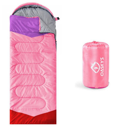 Picture of oaskys Camping Sleeping Bag - 3 Season Warm & Cool Weather - Summer Spring Fall Lightweight Waterproof for Adults Kids - Camping Gear Equipment, Traveling, and Outdoors