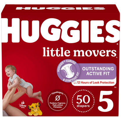 Picture of Huggies Size 5 Diapers, Little Movers Baby Diapers, Size 5 (27+ lbs), 50 Count