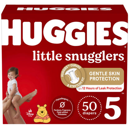 Picture of Huggies Size 5 Diapers, Little Snugglers Baby Diapers, Size 5 (27+ lbs), 50 Count