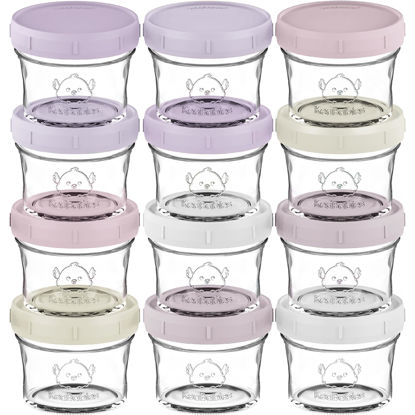 Picture of KeaBabies 12-Pack Glass Baby Food Containers- 4 oz Leak-Proof, Microwavable Baby Food Storage Containers, Baby Food Freezer Tray,Puree Glass Baby Food Jars,Baby Bullet Jars with Lids (Lilac)