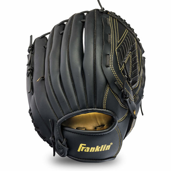 Picture of Franklin Sports Baseball and Softball Glove - Field Master - Baseball and Softball Mitt,Black/Gold, 13" Right-Handed Thrower