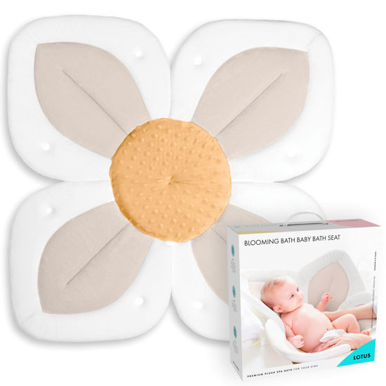 Picture of Blooming Bath Baby Bath Seat - Baby Tubs for Newborn Infants to Toddler 0 to 6 Months and Up - Baby Essentials Must Haves - The Original Washer-Safe Flower Seat (Lotus, Buttercream/Honey)