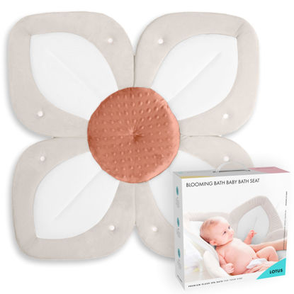 Picture of Blooming Bath Baby Bath Seat - Baby Tubs for Newborn Infants to Toddler 0 to 6 Months and Up - Baby Essentials Must Haves - The Original Washer-Safe Flower Seat (Lotus, Cream/White/Clay)