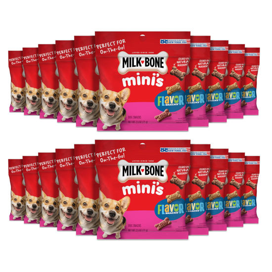 Picture of Milk-Bone Mini's Flavor Snacks Dog Treats, 2.5 Ounce (Pack of 20), Perfect for Walks, Travel Size, Party Favor