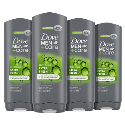 Picture of Dove Men+Care Body Wash Extra Fresh 4 Count for Men's Skin Care Body Wash Effectively Washes Away Bacteria While Nourishing Your Skin 18 oz