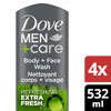 Picture of Dove Men+Care Body Wash Extra Fresh 4 Count for Men's Skin Care Body Wash Effectively Washes Away Bacteria While Nourishing Your Skin 18 oz