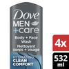 Picture of DOVE MEN + CARE Body and Face Wash Clean Comfort 4 Count for Healthier and Stronger Skin Effectively Washes Away Bacteria While Nourishing Your Skin, 18 oz