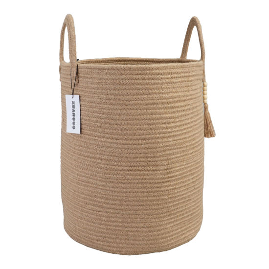 Picture of XUANGUO Rope Laundry Basket Laundry Hamper for Clothes Woven Storage Basket for Living Room Bedroom Boho Tall Rope Baskets for Blanket Toys Pillow Towels Baby Nursery Hamper Bin jute