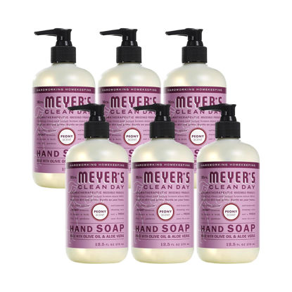 Picture of MRS. MEYER'S CLEAN DAY Hand Soap, Made with Essential Oils, Biodegradable Formula, Peony, 12.5 fl. oz (Pack of 6)