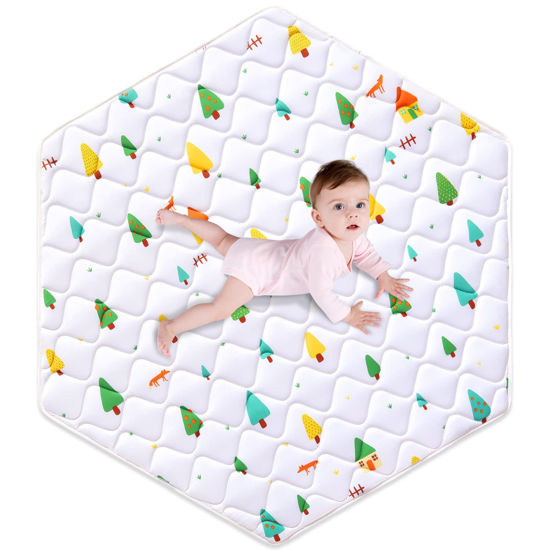 Picture of Premium Foam Baby Hexagon Mat 52" X 45", Thick One-Piece Crawling Mat, Odorless BabyMat Floor Mat, Non-Slip Cushioned Baby Playmat for Infants,Babies,Toddlers. Machine Washable for Easy Care.