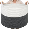 Picture of TIMEYARD Large Rope Basket, 21.7'' x 13.8'' Throw Blanket Basket Living Room Toy Basket with Handle, Nursery Laundry Baskets for Dirty Clothes Pillows Towel, 90L White & Grey