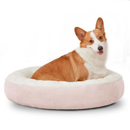 Picture of Love's cabin Round Donut Cat and Dog Cushion Bed, 23in Pet Bed for Cats or Small Dogs, Anti-Slip & Water-Resistant Bottom, Super Soft Durable Fabric Pet Beds, Washable Luxury Cat & Dog Bed Pink