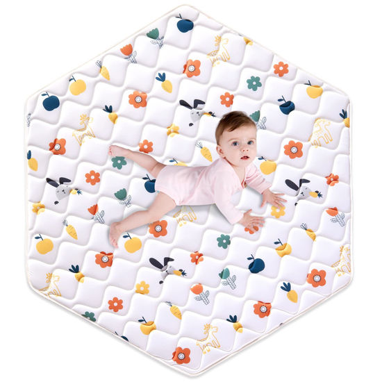 Picture of Premium Foam Baby Hexagon Mat 52" X 45", Thick One-Piece Crawling Mat, Odorless BabyMat Floor Mat, Non-Slip Cushioned Baby Playmat for Infants,Babies,Toddlers. Machine Washable for Easy Care.