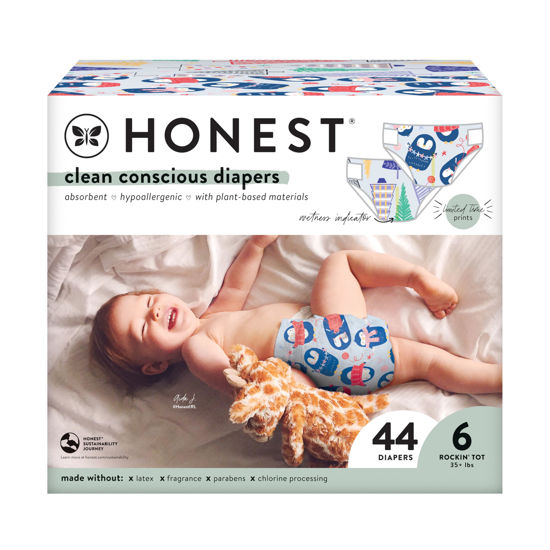 Picture of The Honest Company Clean Conscious Diapers | Plant-Based, Sustainable | Winter '23 Limited Edition Prints | Club Box, Size 6 (35+ lbs), 44 Count