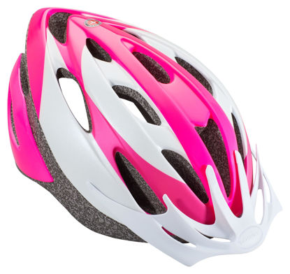 Picture of Schwinn Thrasher Adult Bike Helmet, Ages 14 and Up with Suggested Fit 58 to 62cm, Non-Lighted, Lightweight with Adjustable Side and Chin Straps, Pink/White