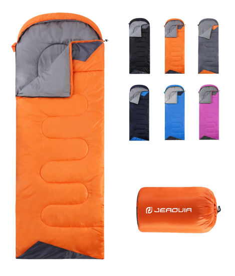 Picture of Sleeping Bags for Adults Women Backpacking Lightweight Waterproof- Summer Weather Sleeping Bag for Girls Warm Camping Hiking Outdoor Travel Hunting with Compression Bag(Orange)