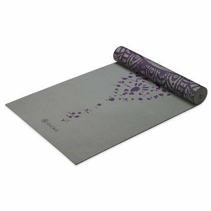 Picture of Gaiam Yoga Mat Premium Print Reversible Extra Thick Non Slip Exercise & Fitness Mat for All Types of Yoga, Pilates & Floor Workouts, Plum Etching, 6mm