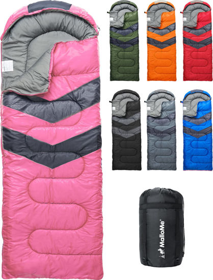 Picture of MalloMe Sleeping Bags for Adults Cold Weather & Warm - Backpacking Camping Sleeping Bag for Kids 10-12, Girls, Boys - Lightweight Compact Camping Essentials Gear Accessories Hiking Sleep Must Haves