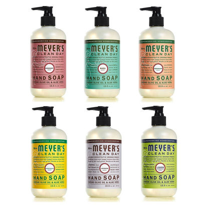 Picture of MRS. MEYER'S CLEAN DAY hand soap Scent Variety Pack, Rosemary + Basil + Geranium + Honeysuckle + Lavender + Lemon Verbena