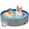 Picture of Portable Dog Pool PVC Pet Swimming Pool Bathtub Collapsible Dog Pool, Hard Plastic Pool for Pets to Swim and Bath (L-47"x 12" Dark Grey)