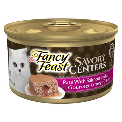 Picture of Purina Fancy Feast Savory Centers Salmon Pate Adult Wet Cat Food with a Gravy Center - (Pack of 24) 3 Oz. Cans