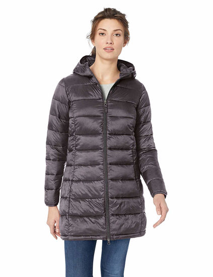 Picture of Amazon Essentials Women's Lightweight Water-Resistant Hooded Puffer Coat (Available in Plus Size), Charcoal Heather, XX-Large