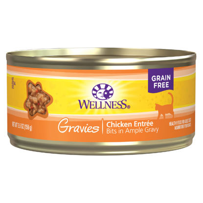 Picture of Wellness Complete Health Gravies Grain Free Chicken Dinner Wet Cat Food, Made with Real Chicken, Natural, Wholesome Nutrition 5.5 Ounces (Pack of 12)