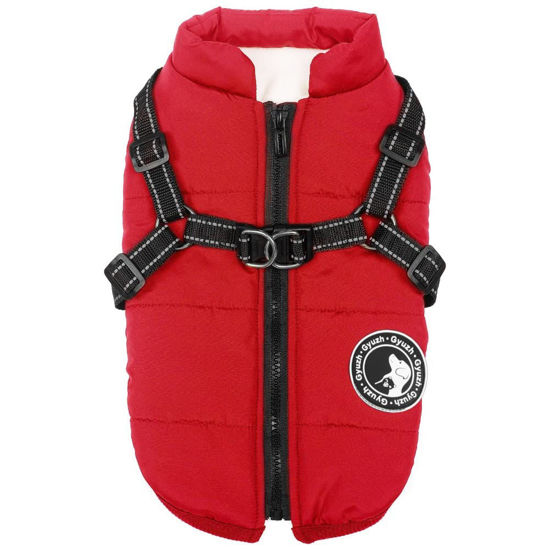 Picture of Gyuzh Dog Coat with Harness Winter Dog Coat Fleece Dog Jacket Waterproof Dog Coat Zipper Dog Jacket Puppy Coat Small Dog Clothes Dog Coat with Reflective Harness for Smal Medium Large Dogs