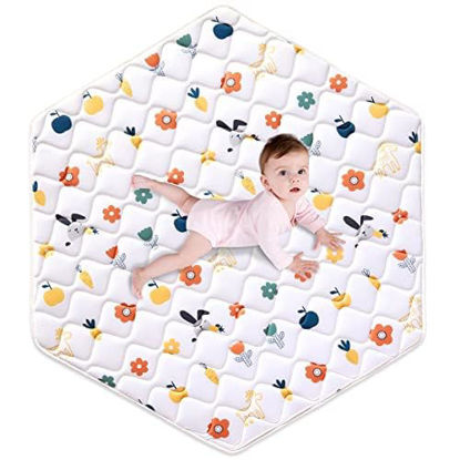 Picture of Premium Foam Baby Hexagon Mat 59" X 59", Thick One-Piece Crawling Mat, Odorless BabyMat Floor Mat, Non-Slip Cushioned Baby Playmat for Infants,Babies,Toddlers. Machine Washable for Easy Care.