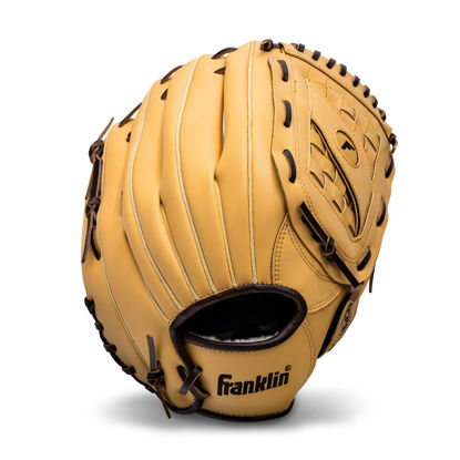 Picture of Franklin Sports Baseball + Softball Glove - Field Master Baseball + Softball Mitt - Adult + Youth Glove - Men's + Women's Baseball + Softball Gloves - Right Hand Throw - 14" - Camel Brown