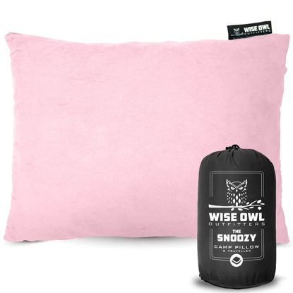 Picture of Wise Owl Outfitters Memory Foam Pillow - Camping Accessories for Backpacking and Travel - Compressible Camping Pillow - Rose, Medium (Pack of 1)