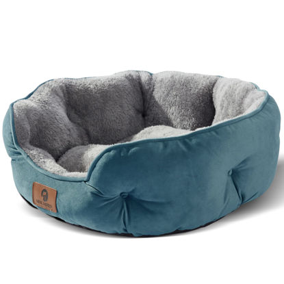 Picture of Asvin Medium Dog Bed for Medium Dogs, Large Cat Beds for Indoor Cats, Pet Bed for Puppy and Kitty, Extra Soft & Machine Washable with Anti-Slip & Water-Resistant Oxford Bottom, Teal, 25 inches