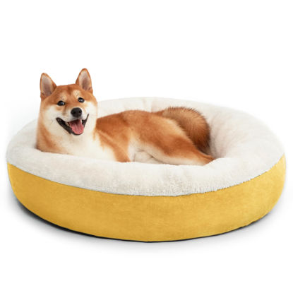 Picture of Love's cabin Round Donut Cat and Dog Cushion Bed, 30in Pet Bed for Cats or Small Dogs, Anti-Slip & Water-Resistant Bottom, Super Soft Durable Fabric Pet beds, Washable Luxury Cat & Dog Bed Yellow