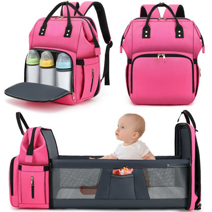 Picture of WOWTINA Baby Diaper Bag Backpack with Changing Station, Large Pink Diaper Bags for Baby Girl Boys Dad Mom, Baby Shower Gifts, Baby Registry Search, Baby Stuff for Newborn Essentials Must Haves Items