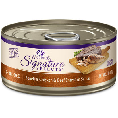 Picture of Wellness CORE Grain-Free Signature Selects Wet Cat Food, Natural Pet Food Made with Real Meat (Shredded Chicken & Beef Entree, 5.3 Ounces, Pack of 12)