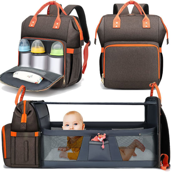 Picture of WOWTINA Baby Diaper Bag Backpack with Changing Station, Large Brown Diaper Bags for Baby Girl Boys Dad Mom, Baby Shower Gifts, Baby Registry Search, Baby Stuff for Newborn Essentials Must Haves Items