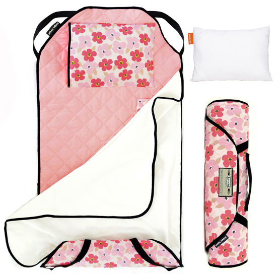 Picture of Urban Infant Tot Cot Kids Nap Mat - Toddler Preschool Daycare Bedding Cover with Blanket and Pillow - Poppies