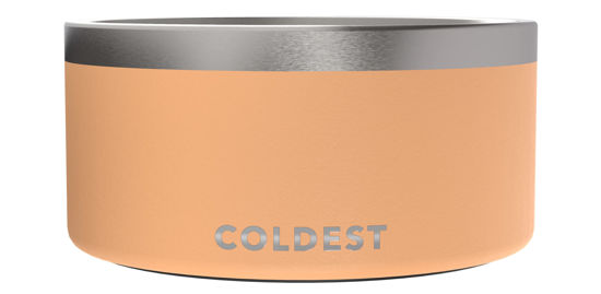 Picture of Coldest Dog Bowl - Anti Rust Metal & Non Slip Dog Bowls Large, Spill Proof Heavy Duty 3 Layers Insulated Dog Bowl - Food and Water Bowl for Dogs, Cats & Pets, Dishwasher Safe (200 oz, Sahara Peach)