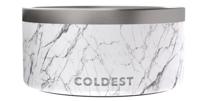 Picture of Coldest Dog Bowl - Anti Rust Metal & Non Slip Dog Bowls Large, Spill Proof Heavy Duty 3 Layers Insulated Dog Bowl - Food and Water Bowl for Dogs, Cats & Pets, Dishwasher Safe (200 oz, Carrara Marble)