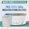 Picture of Coldest Dog Bowl - Anti Rust Metal & Non Slip Dog Bowls Large, Spill Proof Heavy Duty 3 Layers Insulated Dog Bowl - Food and Water Bowl for Dogs, Cats & Pets, Dishwasher Safe (200 oz, Carrara Marble)