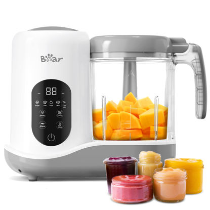 Picture of BEAR 2024 Baby Food Maker | One Step Baby Food Processor Steamer Puree Blender | Auto Cooking & Grinding | Baby Food Puree Maker with Self Cleans | Touch Screen Control, White