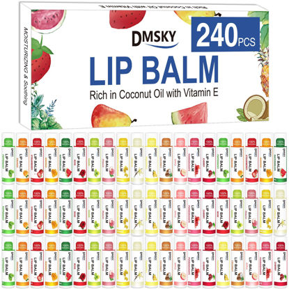 Picture of DMSKY 240 Pack Lip Balm, Natural Lip Balm Bulk with Vitamin E and Coconut Oil, Lip Halm Hydrating for Chapped Lips, Gifts for Women Stocking Stuffers Party Favors