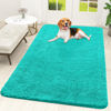 Picture of OLANLY Dog Door Mat for Muddy Paws 59x35, Absorbs Moisture and Dirt, Absorbent Non-Slip Washable Mat, Quick Dry Chenille, Mud Mat for Dogs, Entry Indoor Door Mat for Inside Floor, Teal