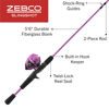 Picture of Zebco Slingshot Spincast Reel and Fishing Rod Combo, 5-Foot 6-Inch 2-Piece Fishing Pole, Size 30 Reel, Right-Hand Retrieve, Pre-Spooled with 10-Pound Zebco Line, Purple