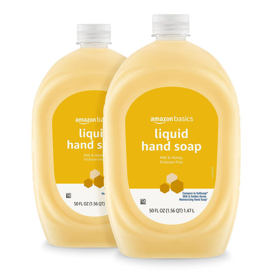 Picture of Amazon Basics Liquid Hand Soap Refill, Milk and Honey Scent, Triclosan-Free, 50 Fluid Ounces, 2-Pack (Previously Solimo)