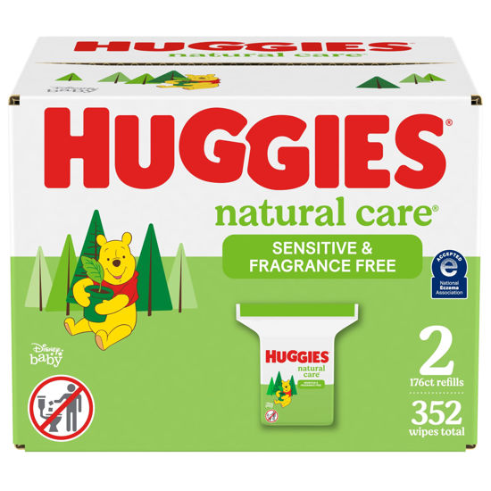 Picture of Huggies Natural Care Sensitive Baby Wipes, Unscented, Hypoallergenic, 99% Purified Water, 2 Refill Packs (352 Wipes Total)