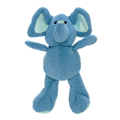 Picture of goDog Checkers Elephant Squeaky Plush Dog Toy, Chew Guard Technology - Blue, Large