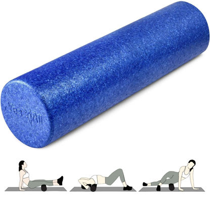 Picture of Yes4All High Density Foam Roller for Back, Variety of Sizes & Colors for Yoga, Pilates - Blue - 24 Inches