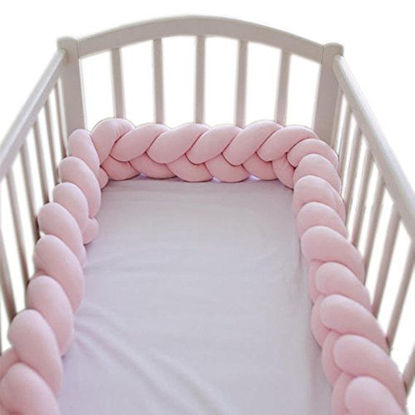 Picture of Soft Knot Pillow Decorative Baby Bedding Sheets Braided Crib Bumper Knot Pillow Cushion (Pure Color) (Pink, 78.7 inch)